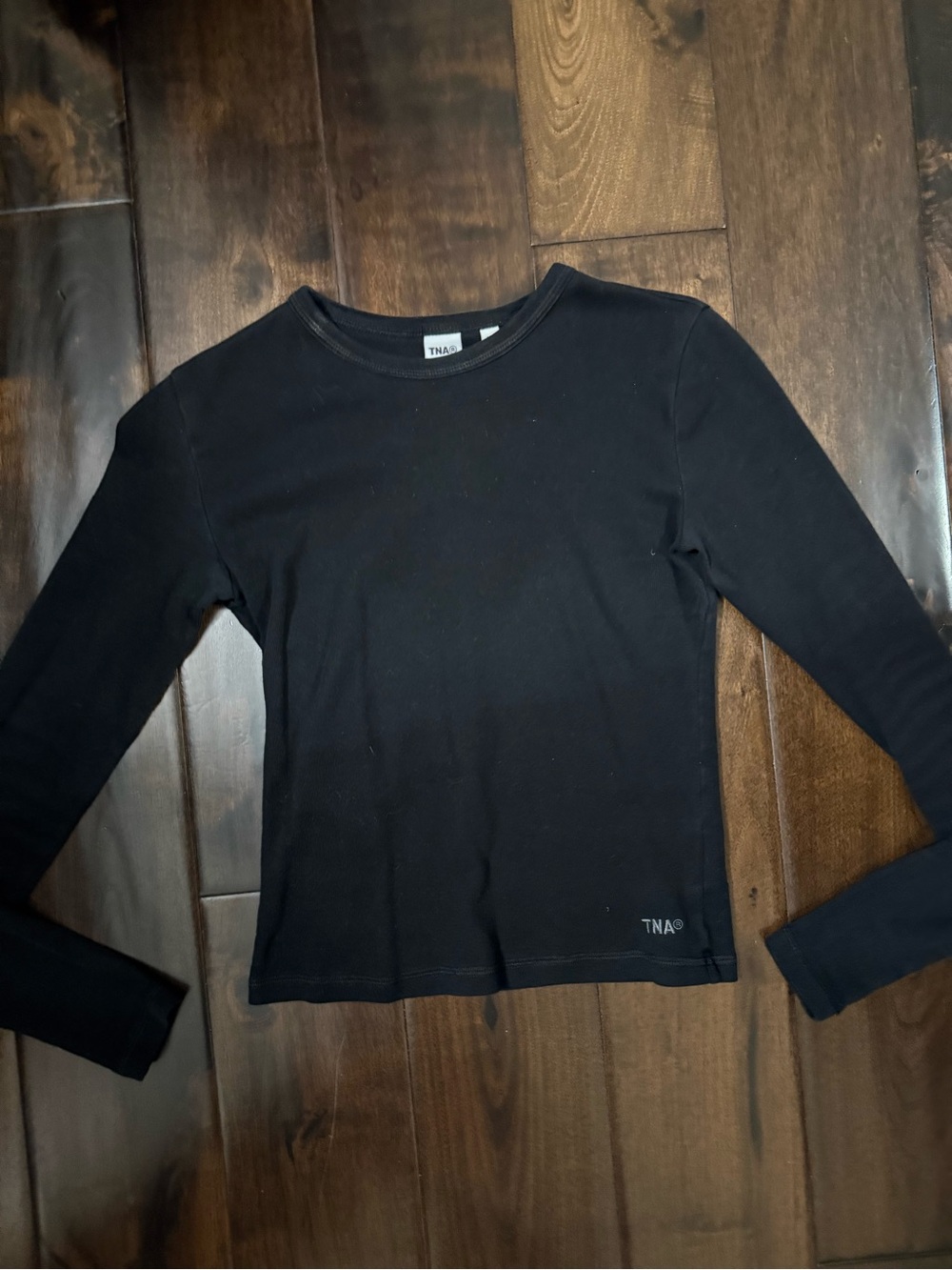 TNA Black Long Sleeve Crew Tee with Subtle Logo